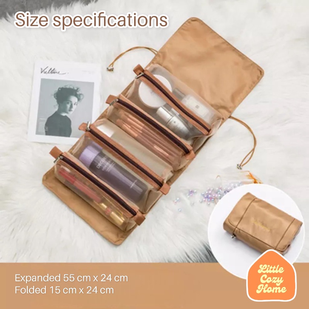 Make Up Travel Organizer / Tas Kosmetik Make Up Skincare 4 in 1 / Tas Travelling Pouch Roll Bag Multifungsi