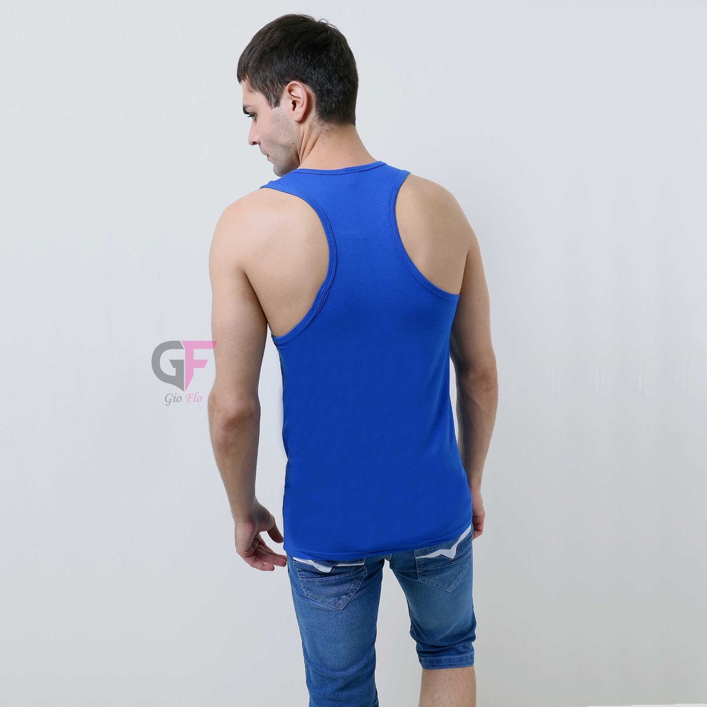 GIOFLO Kaos Fitness Singlet Gym Pria Biru / SGL 16