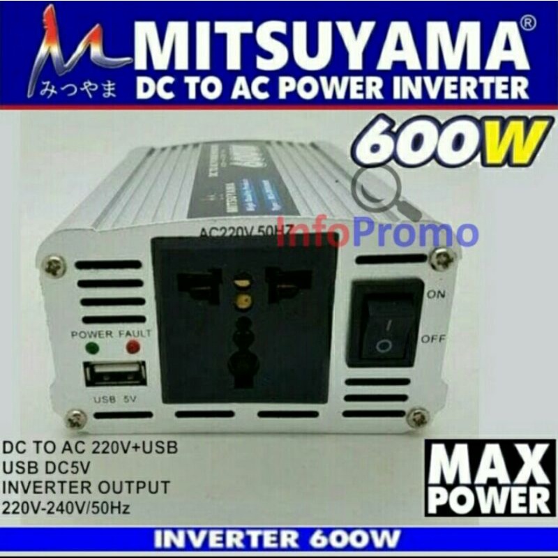 Cod Power Inverter Mitsuyama MS600 Watt Dc to Ac bisa bayar ditempat