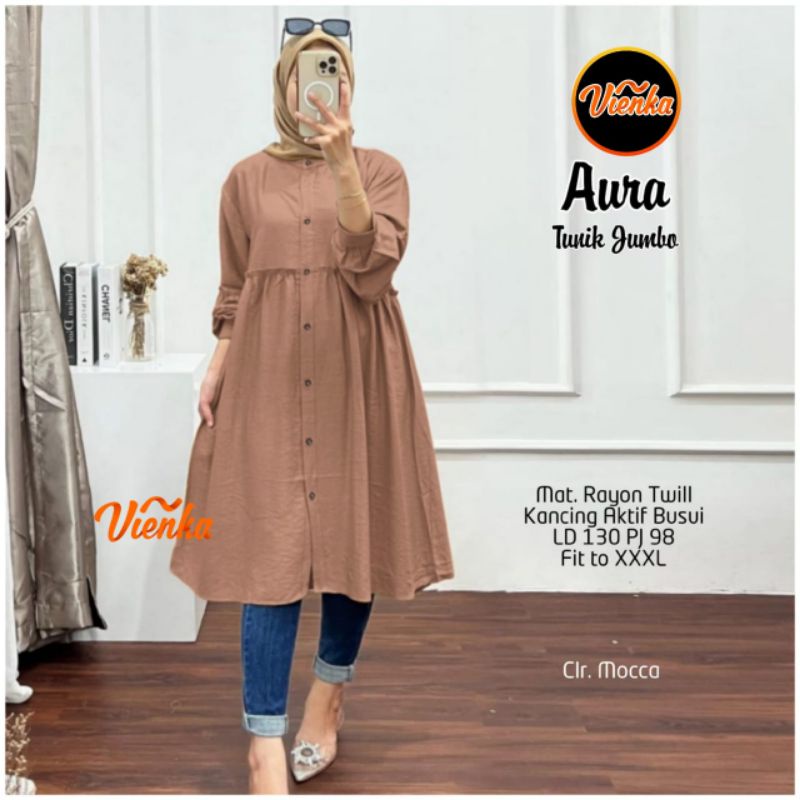 Aura tunik jumbo rayon twill premium