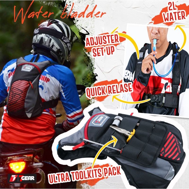 TAS SEPEDA HYDROPACK RANSEL TAS MOTOCROSS TRABAS TOURING OOFROAD ADVENTURE WATER BLADDER 7GEAR PRODU
