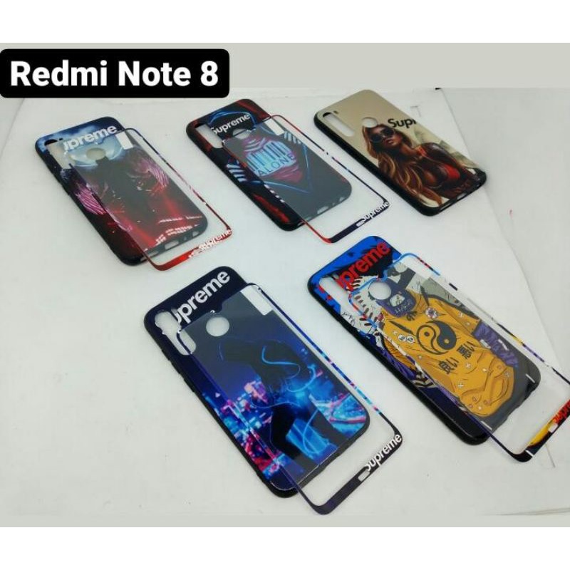 Softcase Xiaomi Redmi note 8 motif supreme karakter pria tempered glass 3D