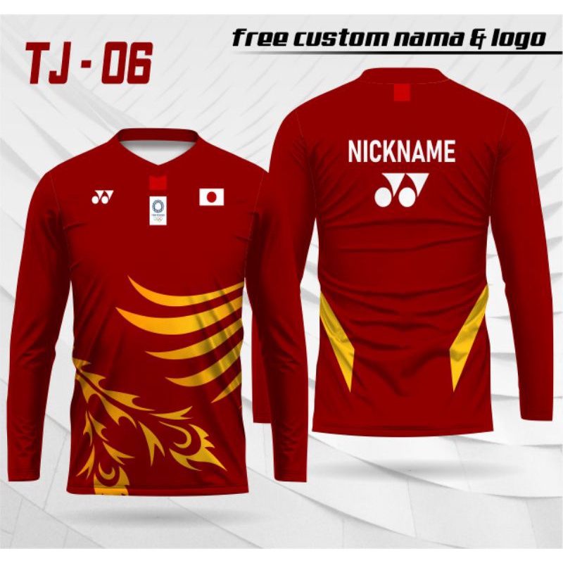 jersey bulutangkis YONEX, jersey badminton YONEX jersey badminton bulutangkis longsleeve olimpiade j