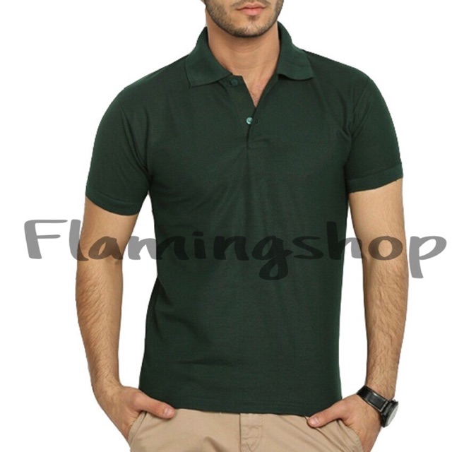Polo Shirt Pria Kaos Berkerah Hijau Army