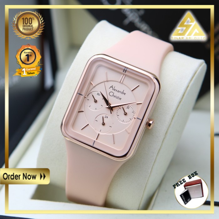 JAM TANGAN ALEXANDER CHRISTIE ALEXANDRE CHRISTIE WANITA CEWEK ORIGINAL ORI BRANDED ROSEGOLD PEACH AC
