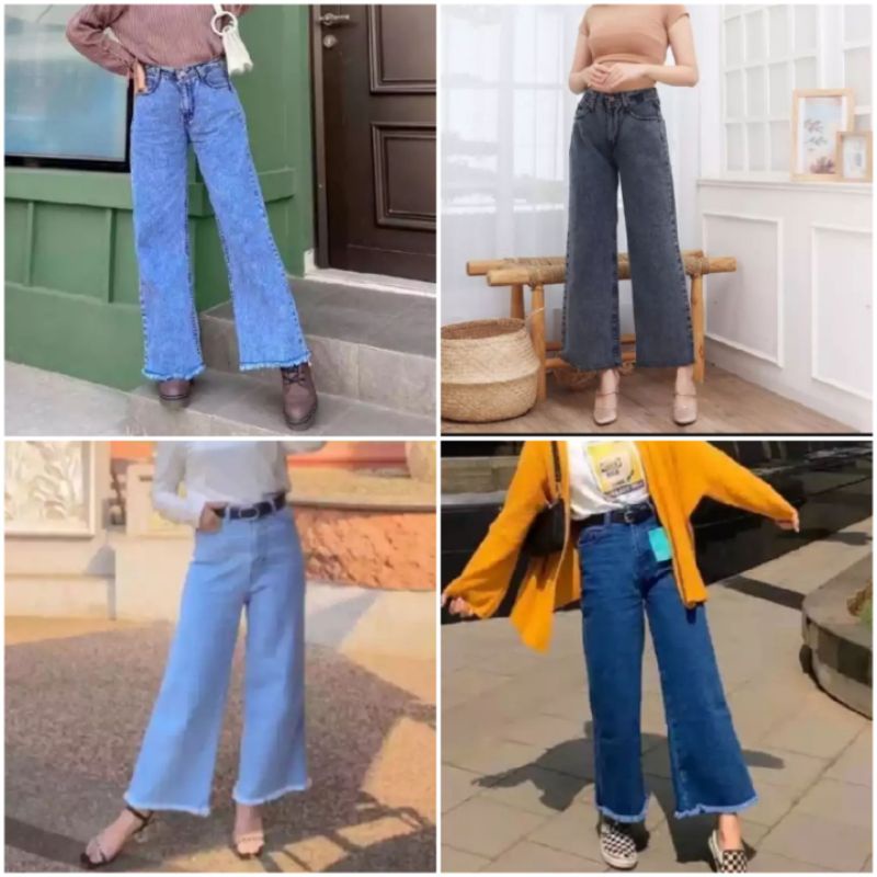 CELANA JEANS KULOT RAWIS WANITA/ OOTD HIJAB/ JEANS MURAH