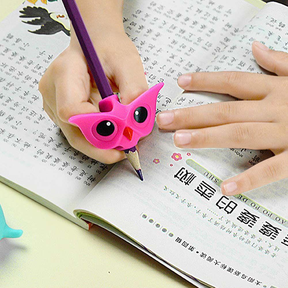 Lanfy Owl Pen Grips Lucu 3Pcs/lot Silikon Belajar Tulisan Tangan Pensil Praktek Alat Tulis Hold Pen Handwriting Aid Guide