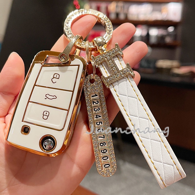 Case Kunci remote Mobil Bahan TPU Untuk Volkswagen Lavida Super Teng Ma Teng Jetta Passat Santana Lingdu Transit Perai Golf 7 MK7 Tiguan MK2TPU