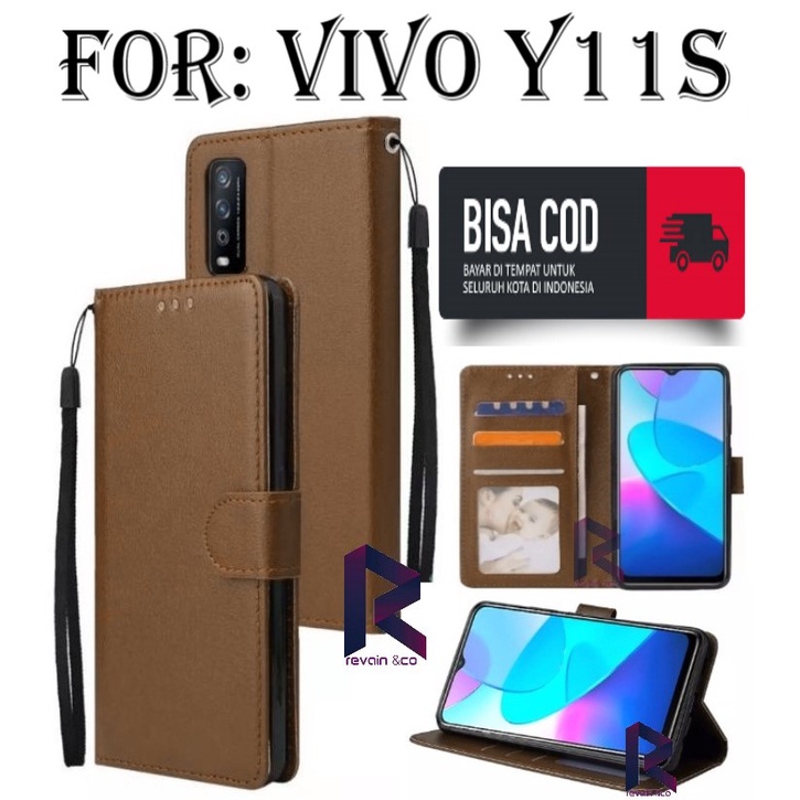 VIVO Y11S FLIP WALLET LEATHER KULIT PREMIUM SARUNG BUKA TUTUP FLIP CASE VIVO Y11S