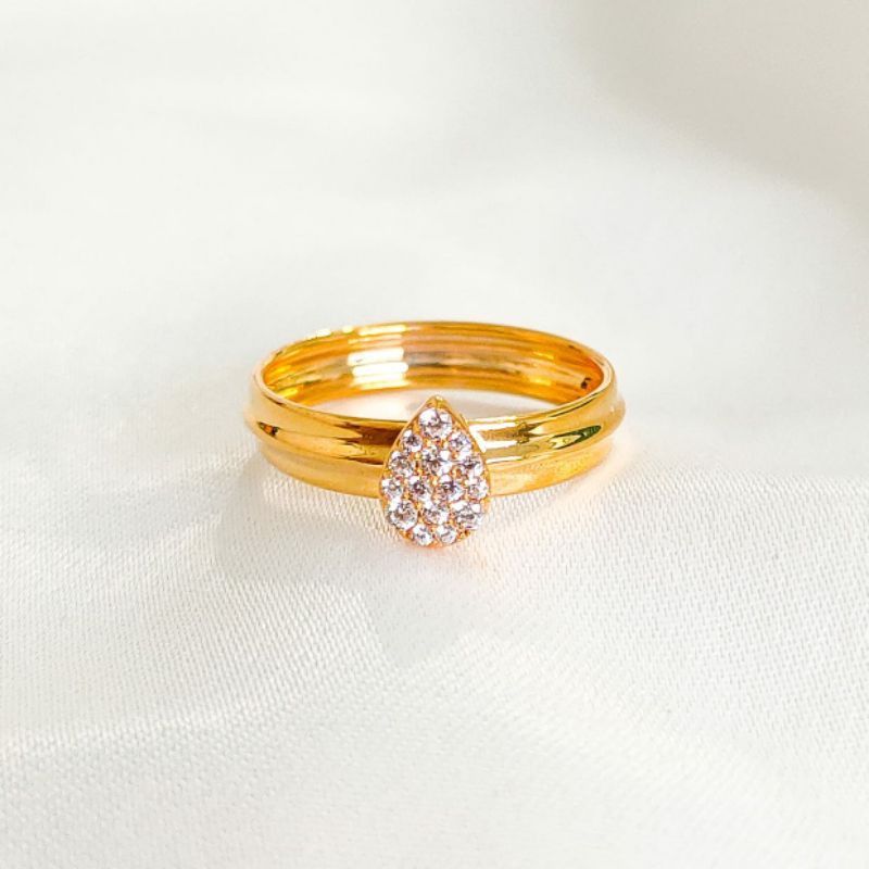 Cincin emas asli model etnik elip cincin koreanstyle