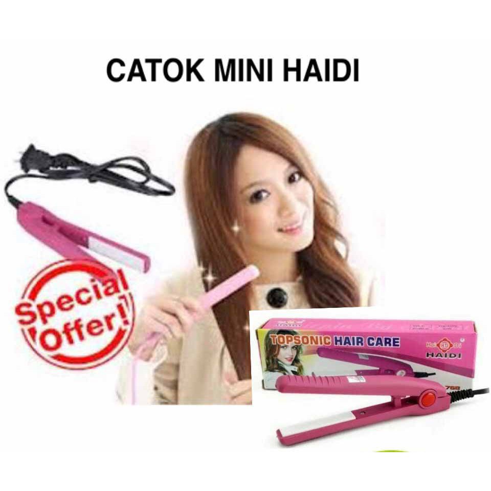 GH 034. HAIDI Catok Mini Pelurus Rambut dan Curly Pengeriting Rambut