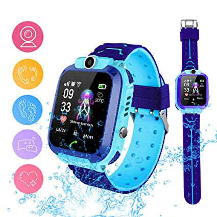 JAM TANGAN PINTAR SMARTWATCH KIDS LED TOUCHSCREEN BLUE SIM CARD