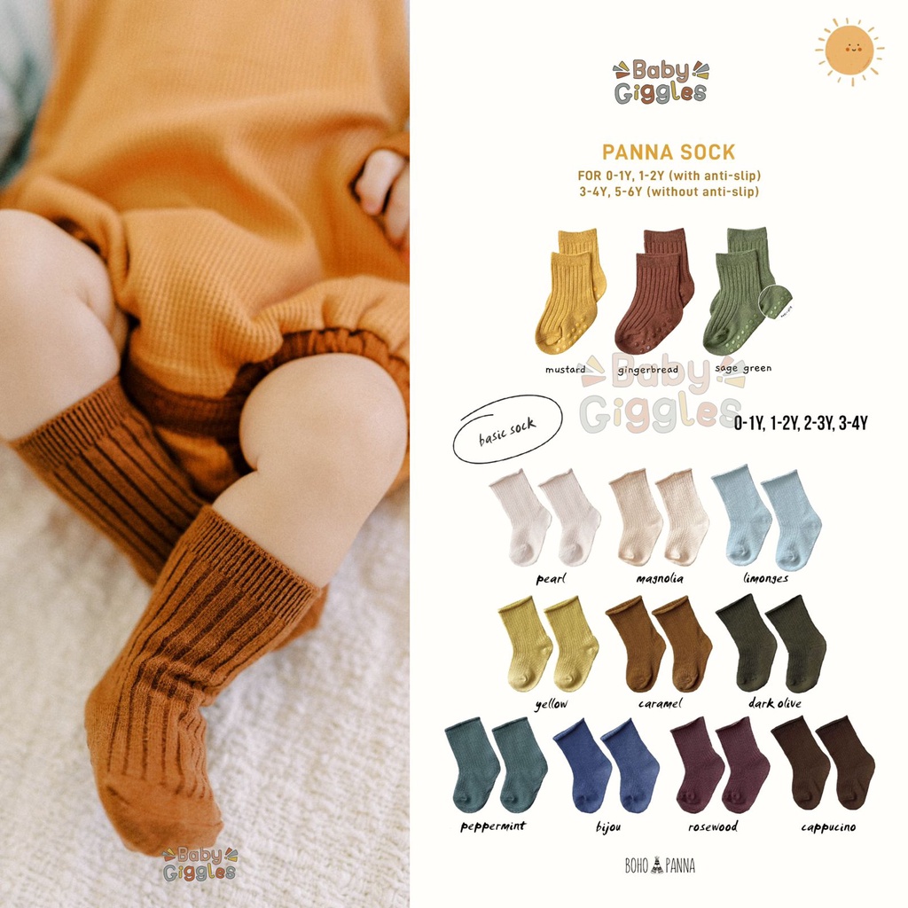 Bohopanna - Basic Sock / Kaos Kaki Bayi &amp; Anak Unisex Usia 5 Tahun - 8 Tahun