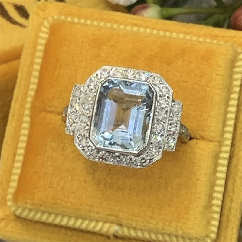 Fancyqube Cincin Hyperbole Warna Biru Langit Untuk Wanita