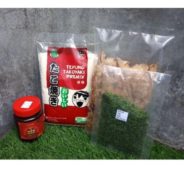 

8.8 BIG SALE FASION paket takoyaki komplit dnfood (tepung ,saos ,katsuo,aonori)