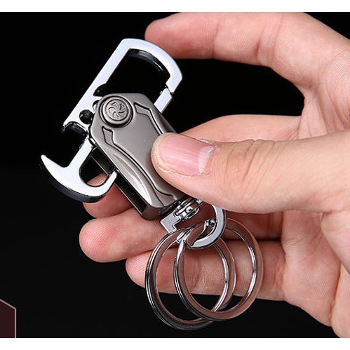 Gantungan Kunci Stainless 3 in 1 Keychain Bottle Opener Alat Buka Botol and SPINNER