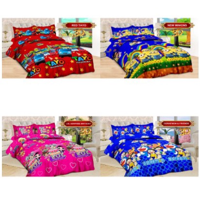 Bonita Sprei Single Ukuran 100 & 120 motif Minimalis dan Anak Cute Camelia Leaf Rosabella Doraemon