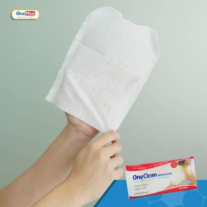 ONECLEAN ONE CLEAN WASH GLOVER WASLAP HANDUK BASAH ANTI BAKTERI ISI 4 PCS - ONEMED