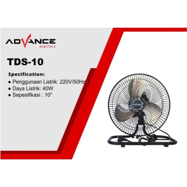 Advance Kipas Angin 10&quot; Duduk Dinding 2in1 Stainless Besi TDS-10 Swing