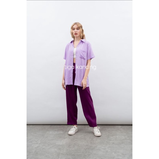 Bloom lavender SET - Kemeja oversize/kemeja wanita/ Kemeja set/ setelan wanita/ baju wanita/baju ove