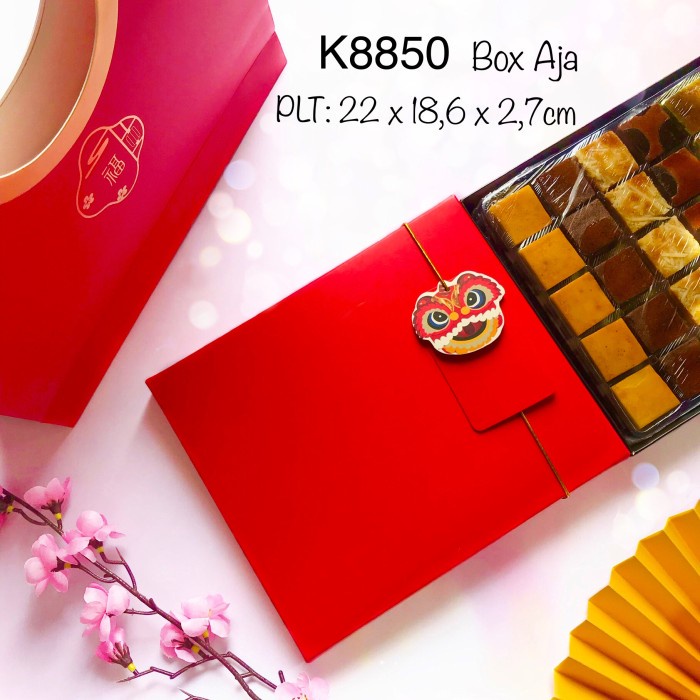 

(10pcs) K8850 Kotak AJA MERAH Polos (utk Mika Sekat Nastar/ Lapis Legit/ Mochi) K88