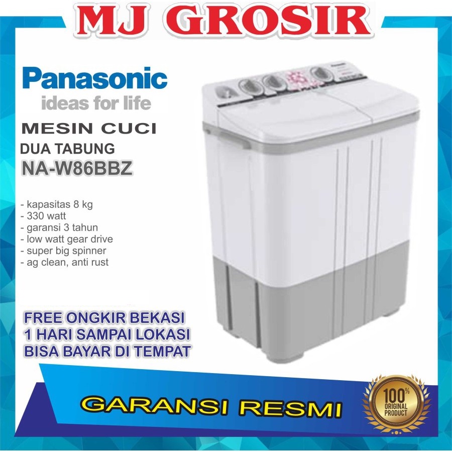 MESIN CUCI PANASONIC NAW 86 BBZ 8KG 2 TABUNG 86BBZ 8 KG LOW WATT