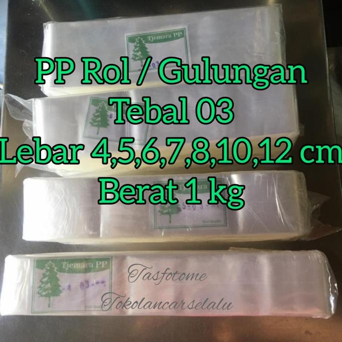 

,,,,,,,] Plastik PP Rol Roll 4 5 6 7 8 10 12 cm tebal 03 bening gulung panjang