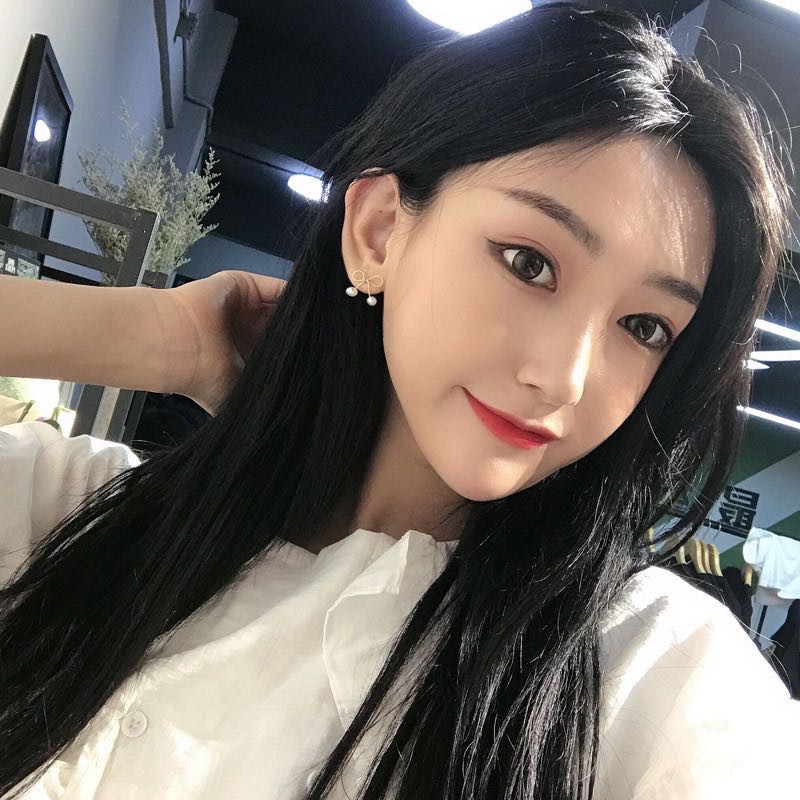 Anting Tusuk Handmade Simple Gaya Korea Aksen Pita Mutiara untuk Wanita