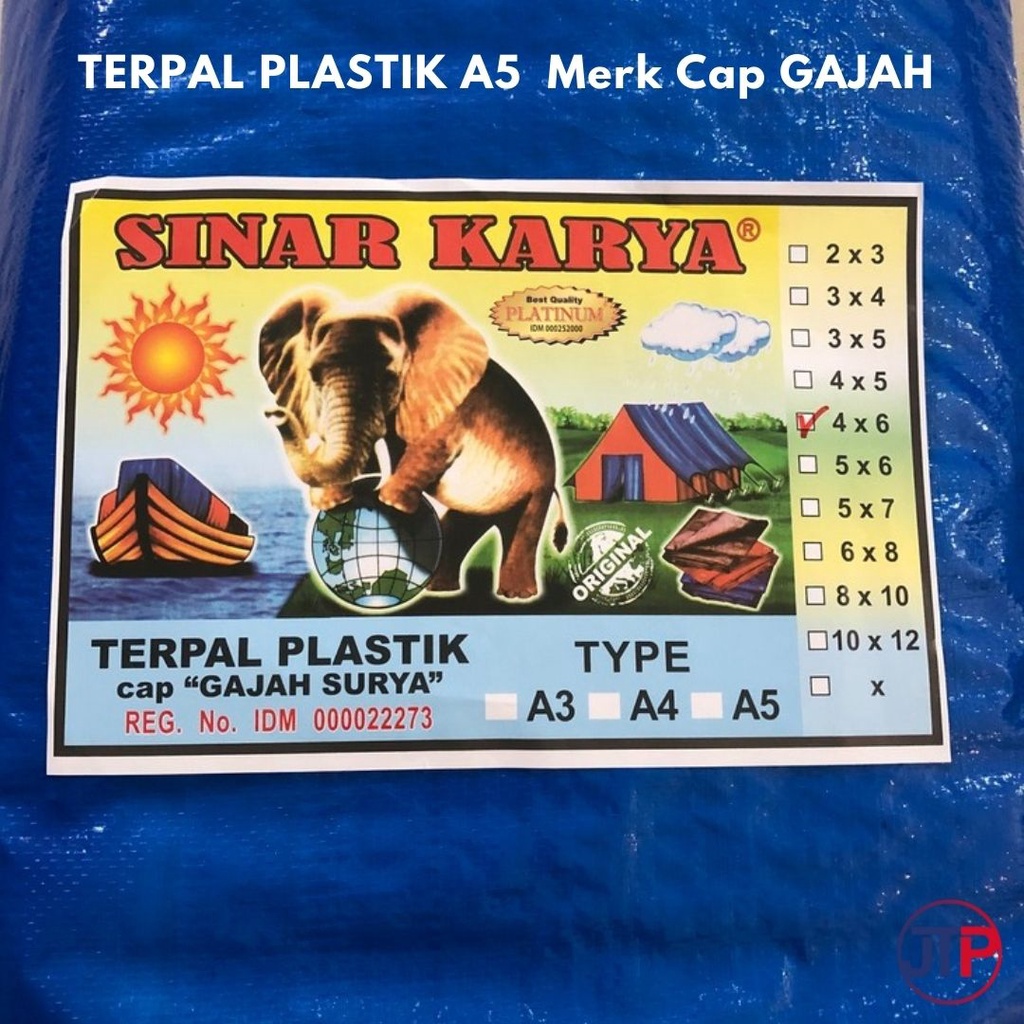 TERPAL PLASTIK PREMIUM  Ukuran 4x6 Meter A5 Merk Cap Gajah