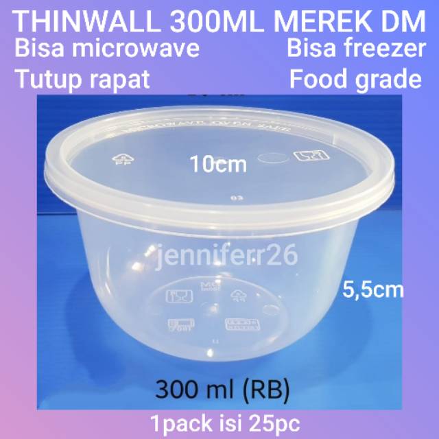 Thinwall food container 300ml / Cup salad 300ml/ Cup puding 300ml / Mangkok plastik / Mangkok Bening