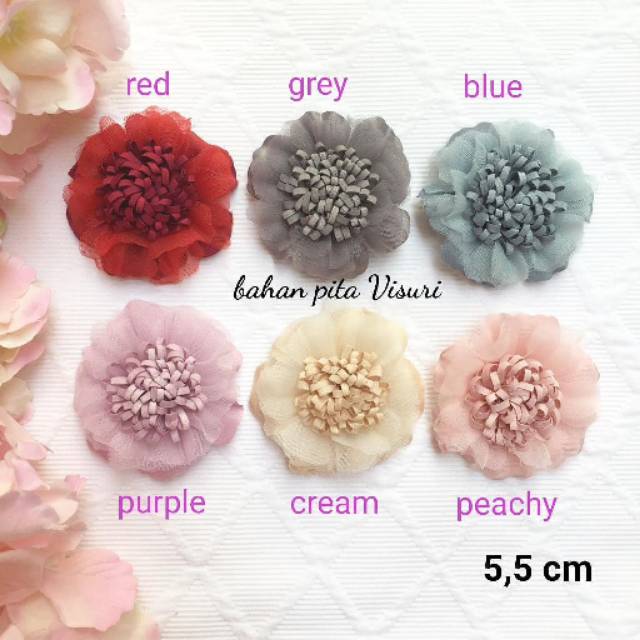 Bunga Fabric Dua Bahan 5,5 cm Putik Suwir