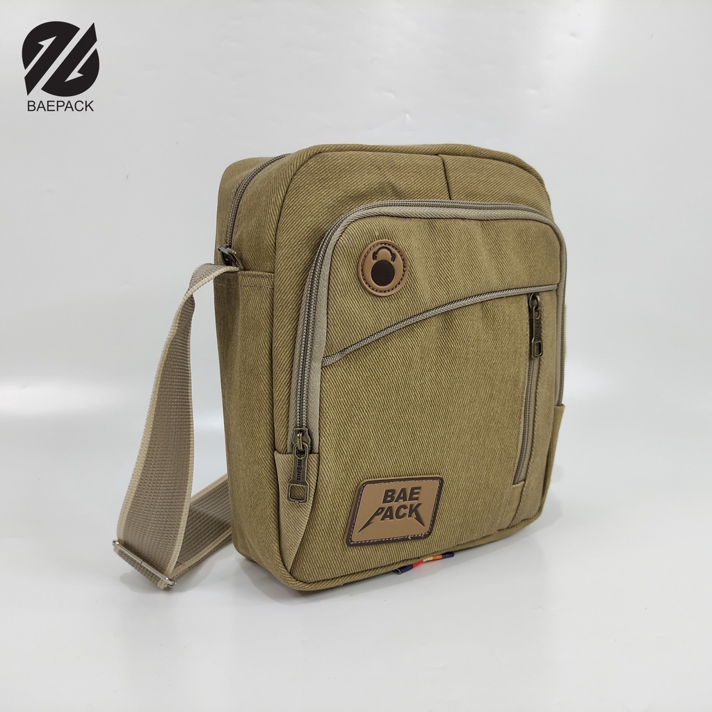 Tas Selempang Cowok Dengan Lubang Headset Brandon Baepack / Tas Bahu Pria / Original Baepack / Hijau Army