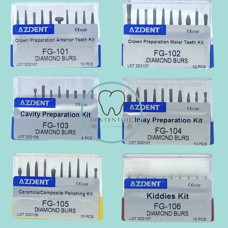 Dental diamond bur preparation preparasi gigi crown molar anterior cavity inlay finishing bur pedo bur high speed