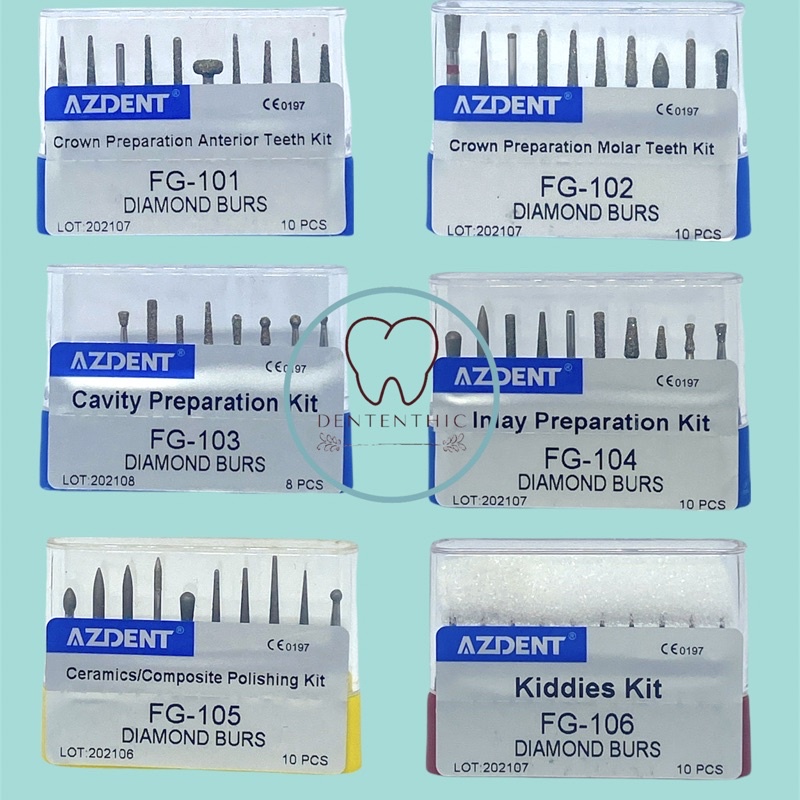 Dental diamond bur preparation preparasi gigi crown molar anterior cavity inlay finishing bur pedo bur high speed