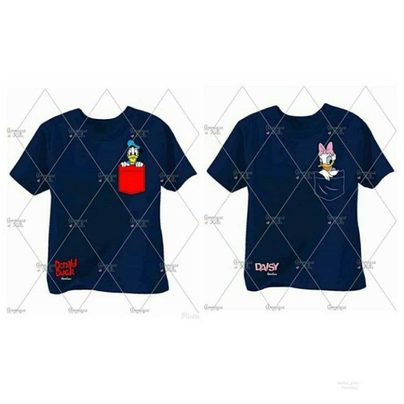 kaos ammigoz disney glow in the dark motif donald dan desi warna navy