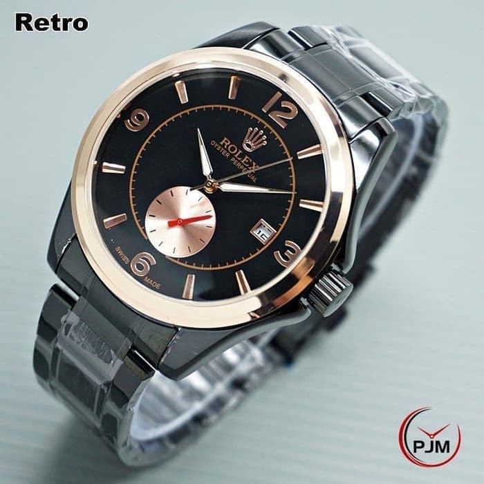 JAM TANGAN PRIA ROLEX OYSTER AUTOMATIC DETIK BAWAH BLACK (ROSEGOLD)