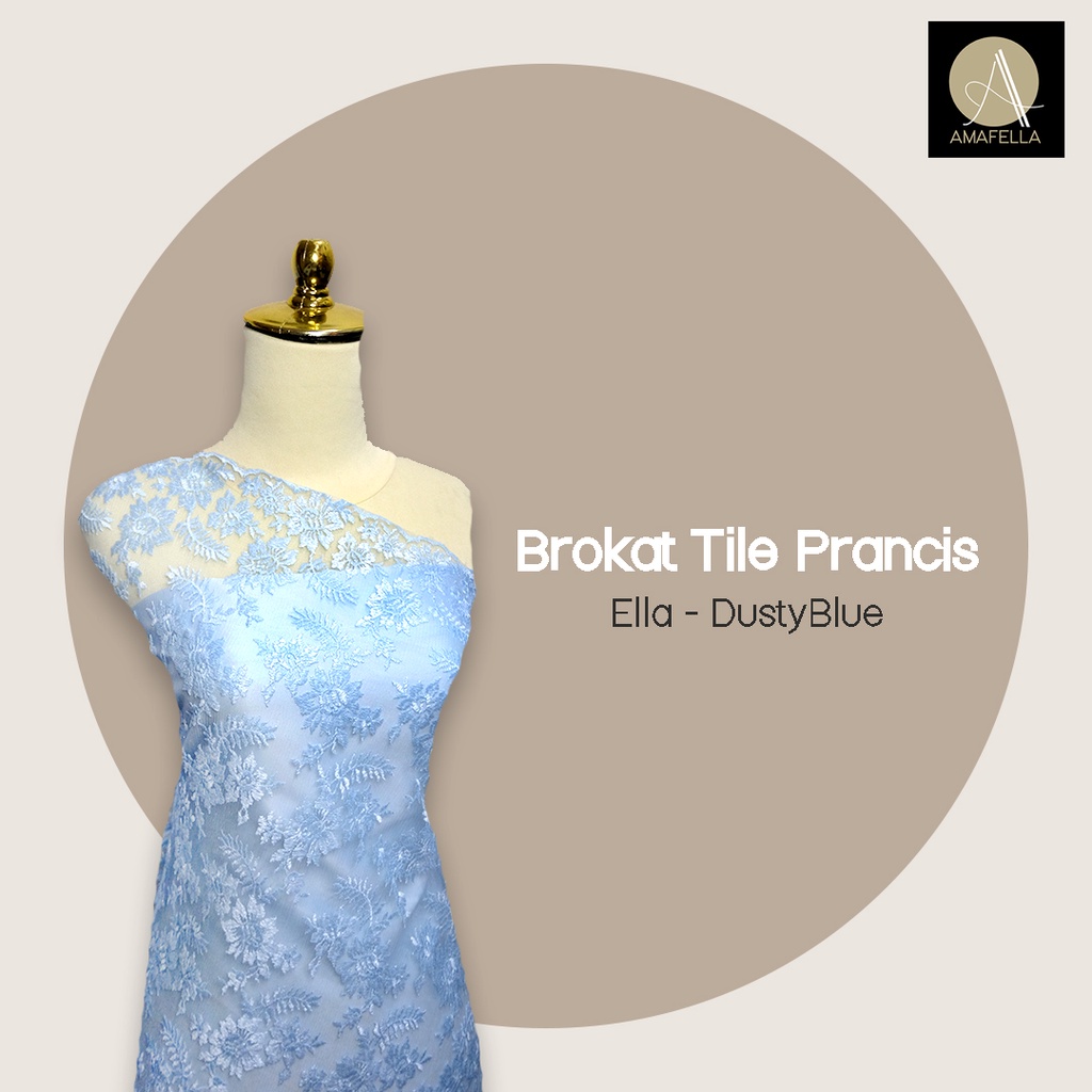 1/2 meter Kain Brokat Prancis Premium Bahan Kebaya Motif Ella