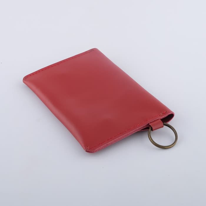 Dompet Passport model gantung kulit sapi asli warna merah - PHPW090