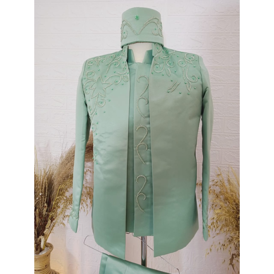 BESKAP BASOFI PENGANTIN PRIA HIJAU WARDAH PAYET DADA