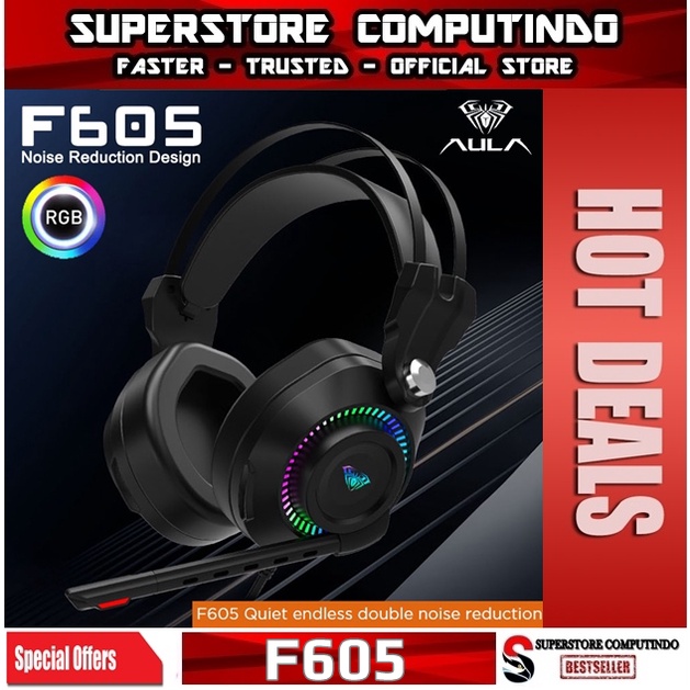 Headset Gaming AULA F605 Double Noise Reduction–RGB Running-AULA F-605