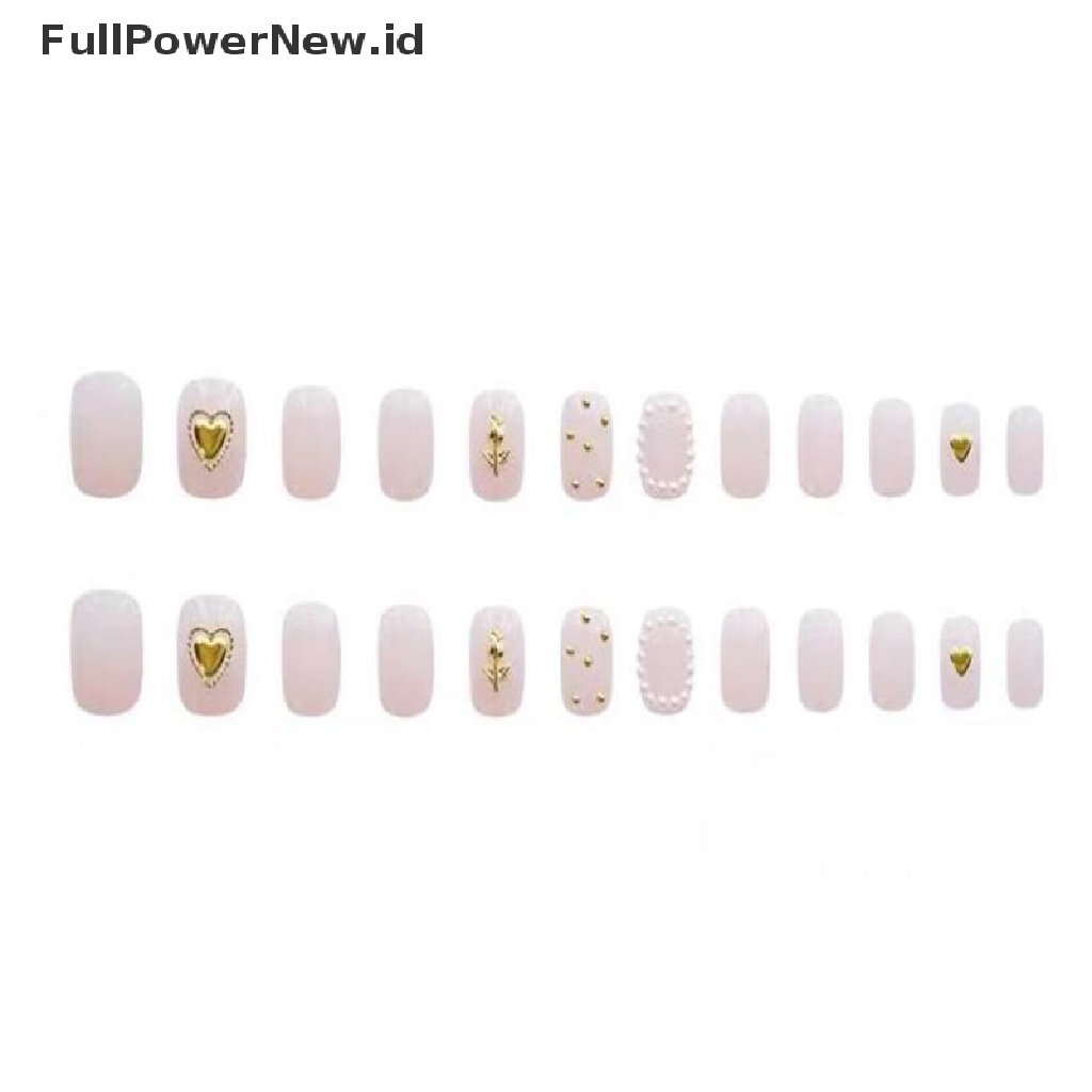 24 Pcs Kuku Palsu Full Cover Bentuk Kotak Pendek Warna Pink Bahan Akrilik Untuk Nail Art