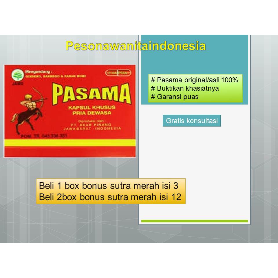 [BONUS KONDOM SUTRA]PASAMA ORIGINAL ASLI / JAMU HERBAL KAPSUL PASAMA/PASAMA PENAMBAH STAMINA PRIA