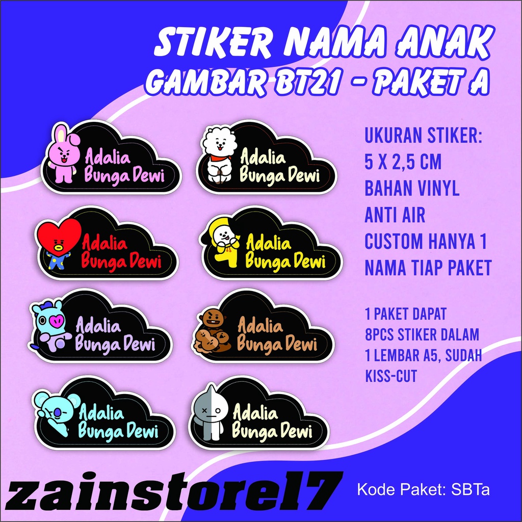 

Stiker Nama Tema BT21 - Custom Nama