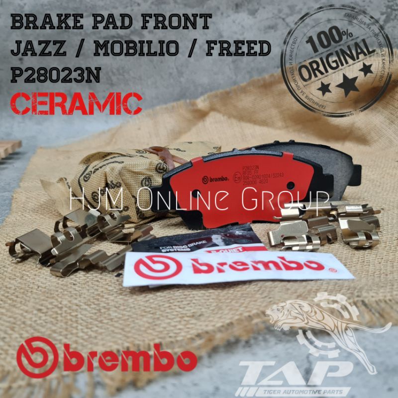 BRAKE DISC PAD - KAMPAS REM DEPAN JAZZ MOBILIO FREED P28023N BREMBO CERAMIC ORIGINAL