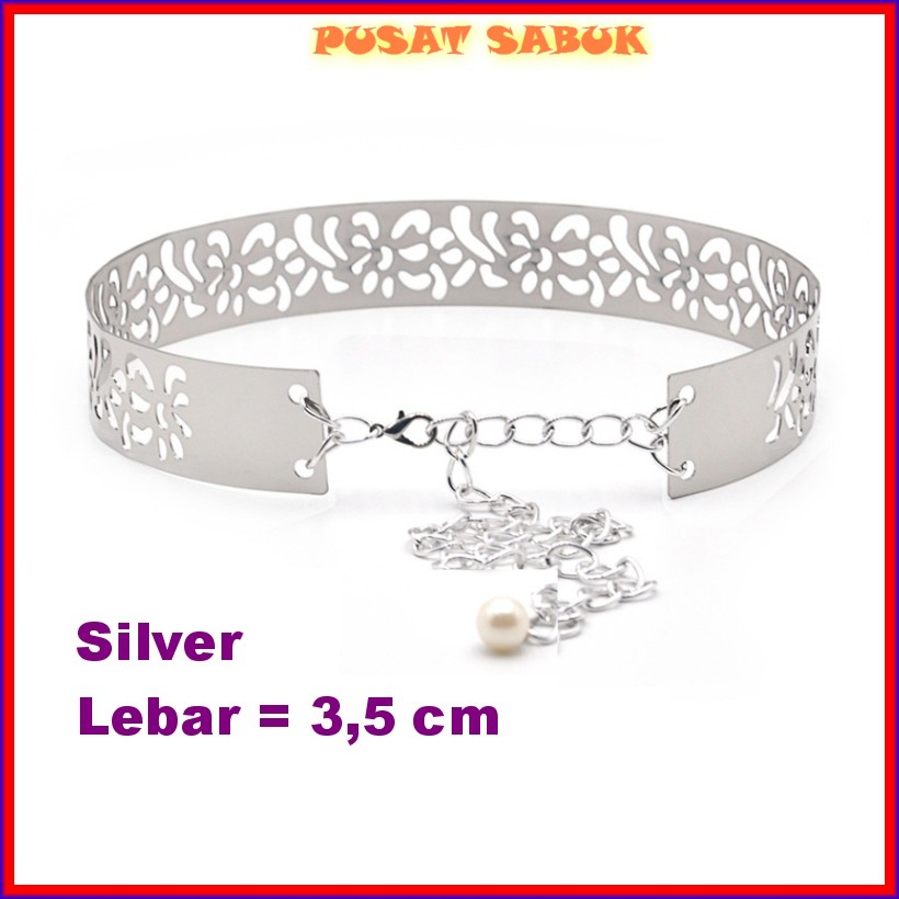 Ikat Pinggang Sabuk Belt Plat Gesper Wanita Rantai Fashion Korea Cewek Obi Ring Emas GOLD Gasper Kekinian Oby Cantik