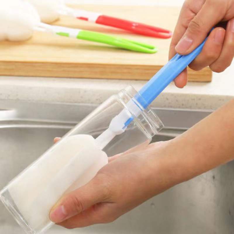 DuaWarna Tongkat Spons Sponge Sikat Pembersih Botol Susu Bayi Gelas Termos Sponge Dot Mpasi/C 166