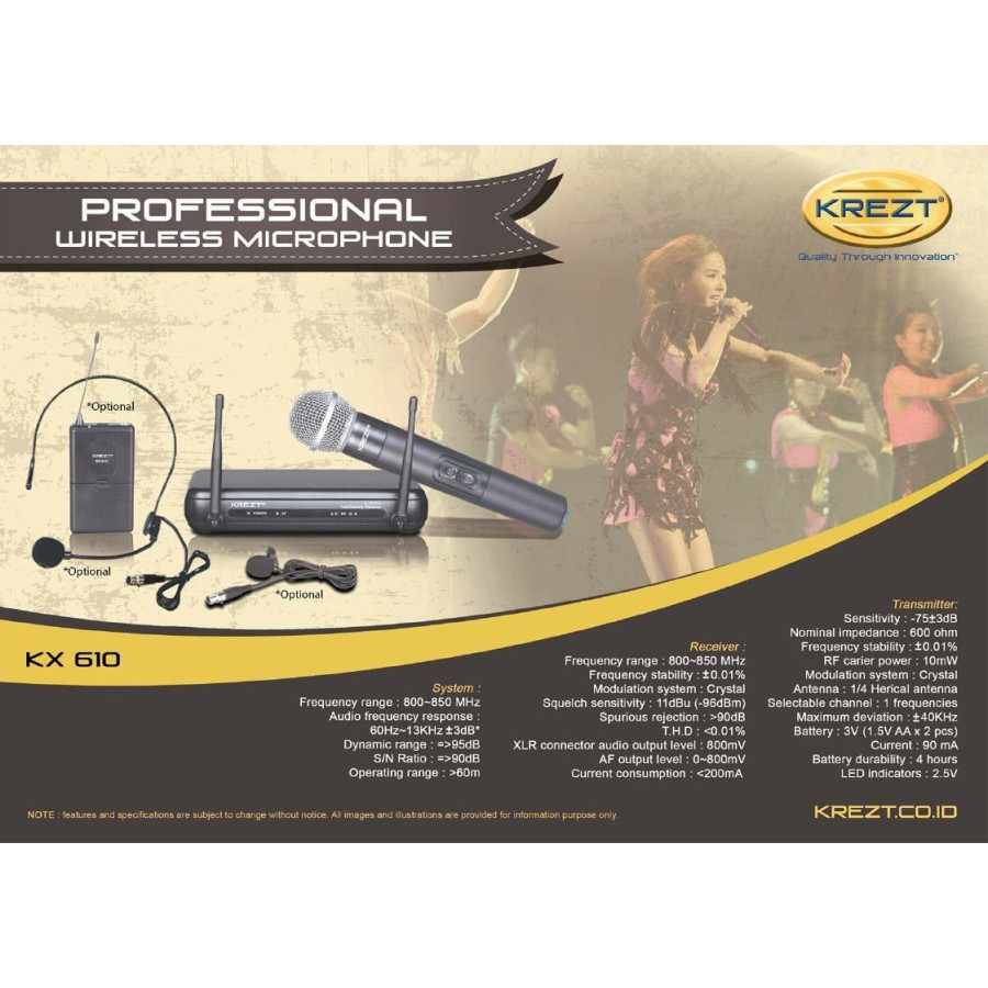 PROFESSIONAL WIRELESS MICROPHONE KREZT KX 610 HANDHELD