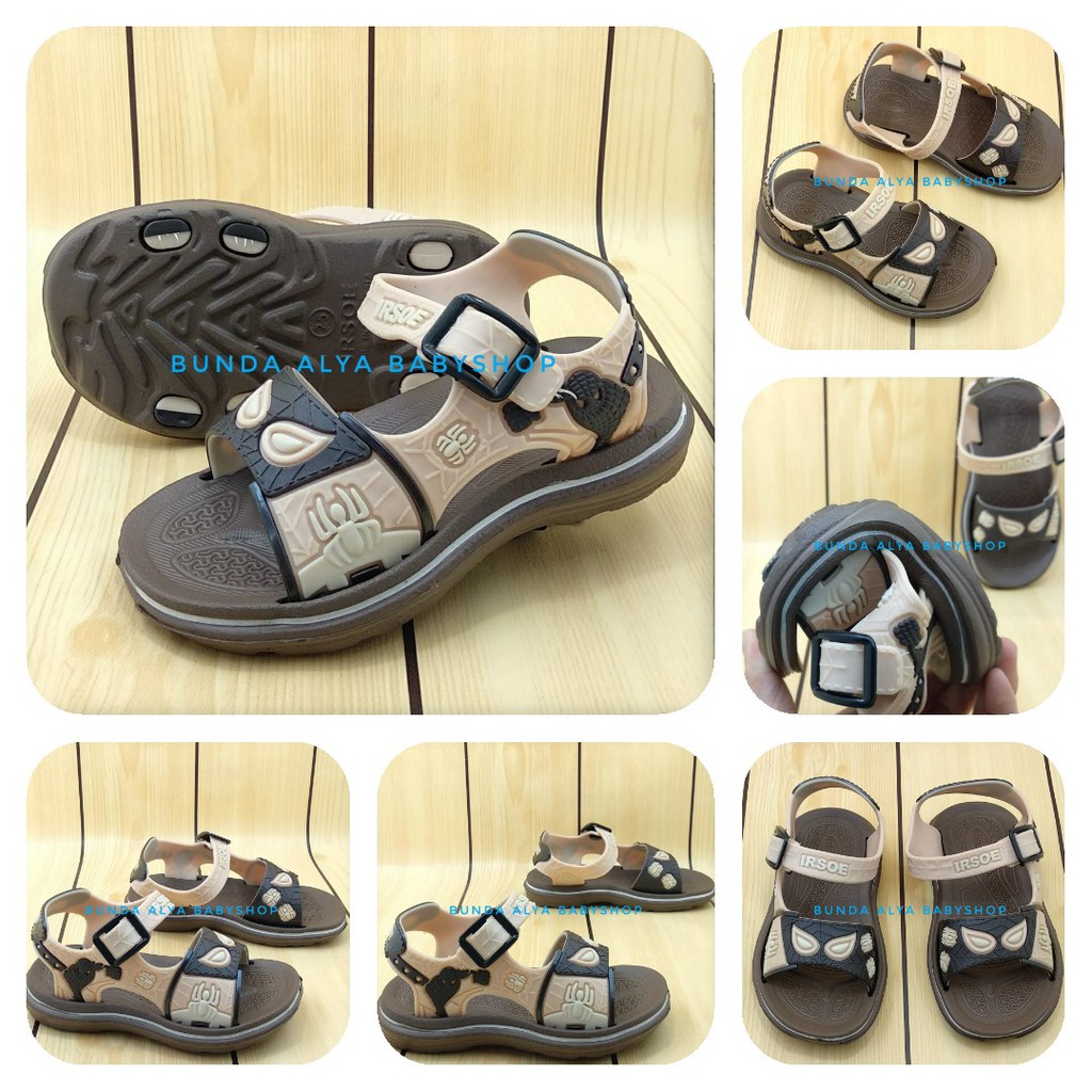 Sendal Anak Laki Laki Umur 5 Tahunan Karet - Sepatu Sandal Gunung Anak Cowok Motif EYE COKLAT Karet Anti Licin Size 28-29