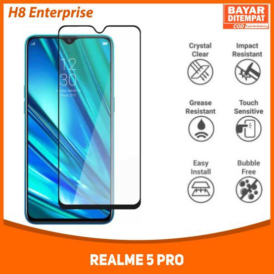 Tempered Glass Full 9D For REALME 5 PRO Premium Quality Anti Gores Kaca