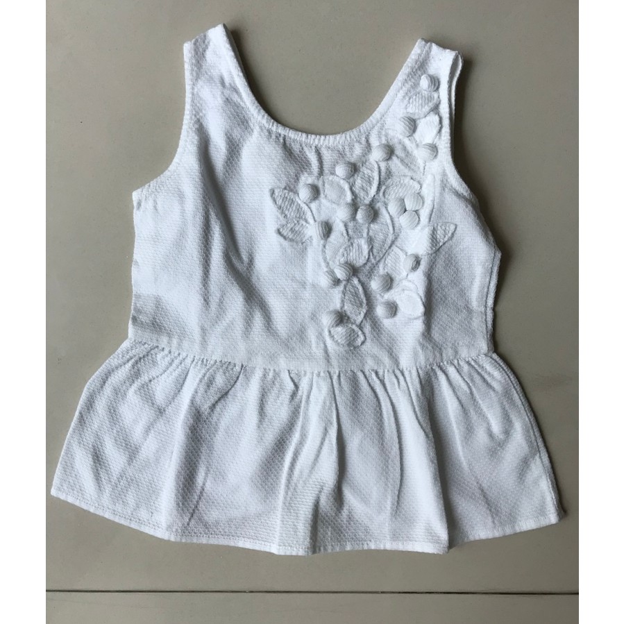Baju Setelan / Atasan / Bawahan Bayi / Anak Perempuan Gingersnaps Peplum Putih